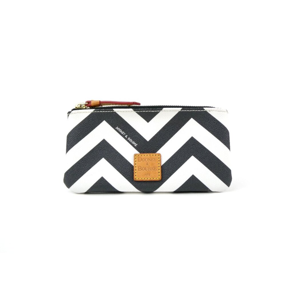 Dooney &‎ Bourke Black White Chevron Zip Pouch